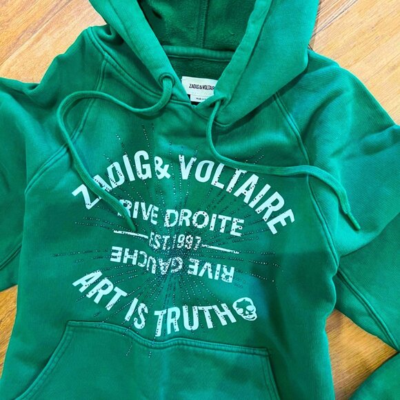 Zadig and Voltaire Spencer Rhinestone Blason Hoodie Sweater XS Golden Goose - Picture 3 of 5